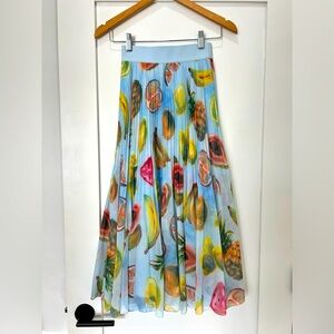 Wilfred Twirl Pleated Skirt Tropical Fruit Print Size XS